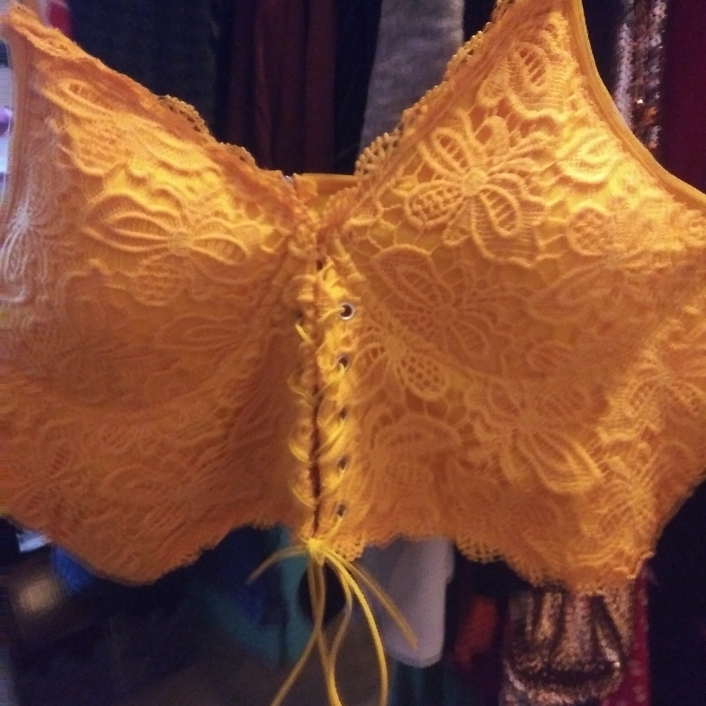 Yellow Crochet Bra/Crop Top 46D